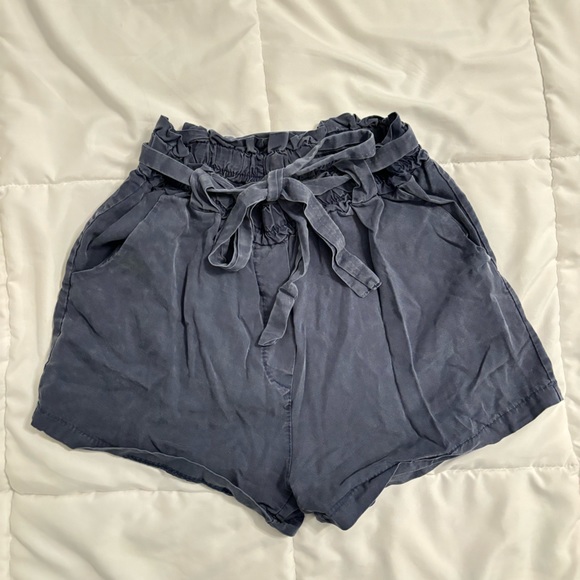 Navy Paperbag Shorts - Picture 1 of 3